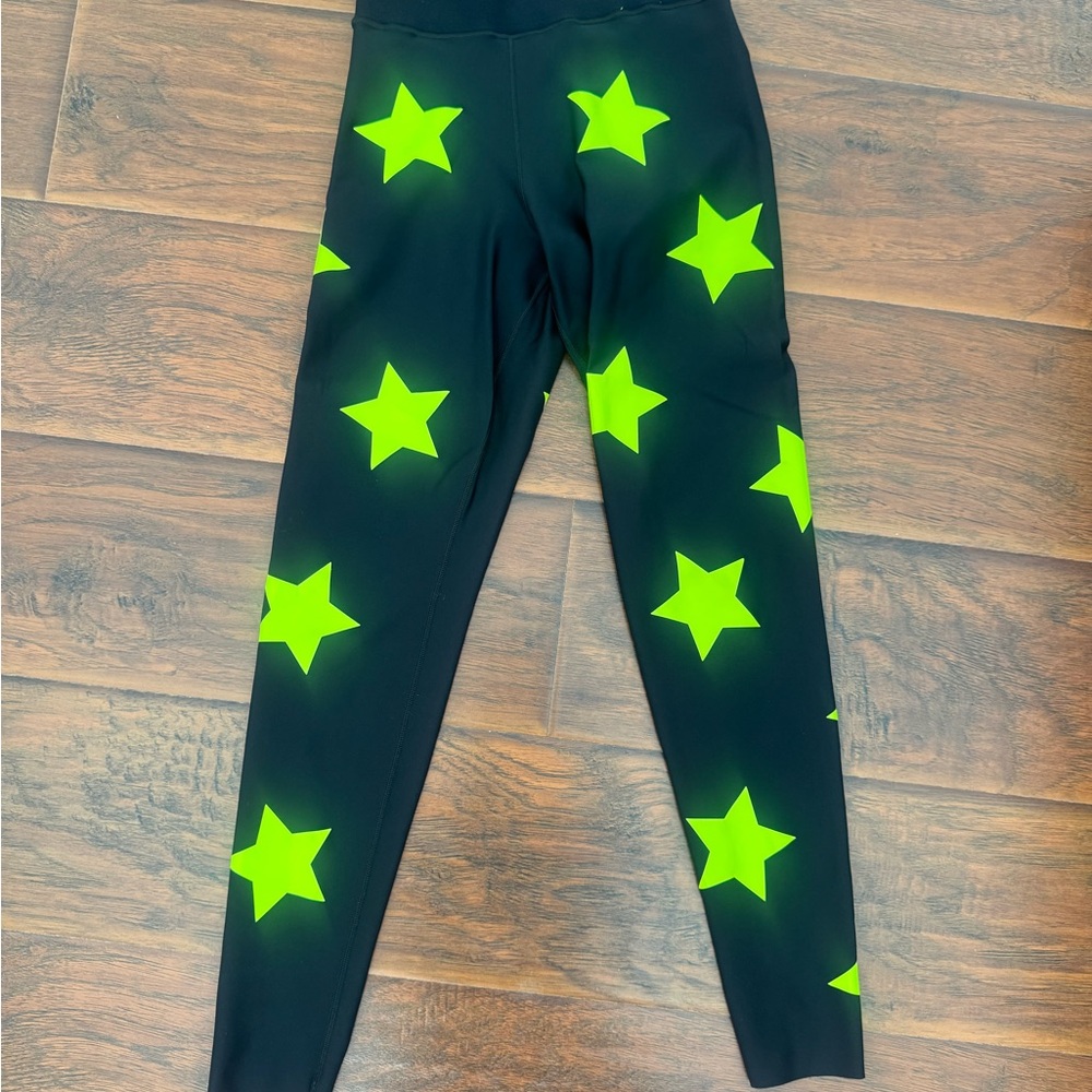 Ultracor Leggings - Black with Neon Green Stars